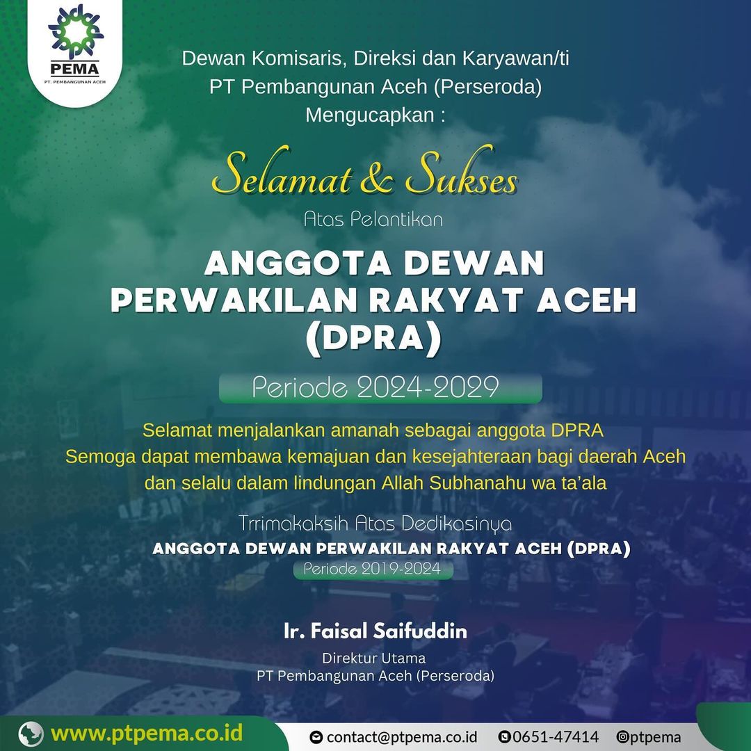 PT PEMA - PELANTIKAN ANGGOTA DPRA