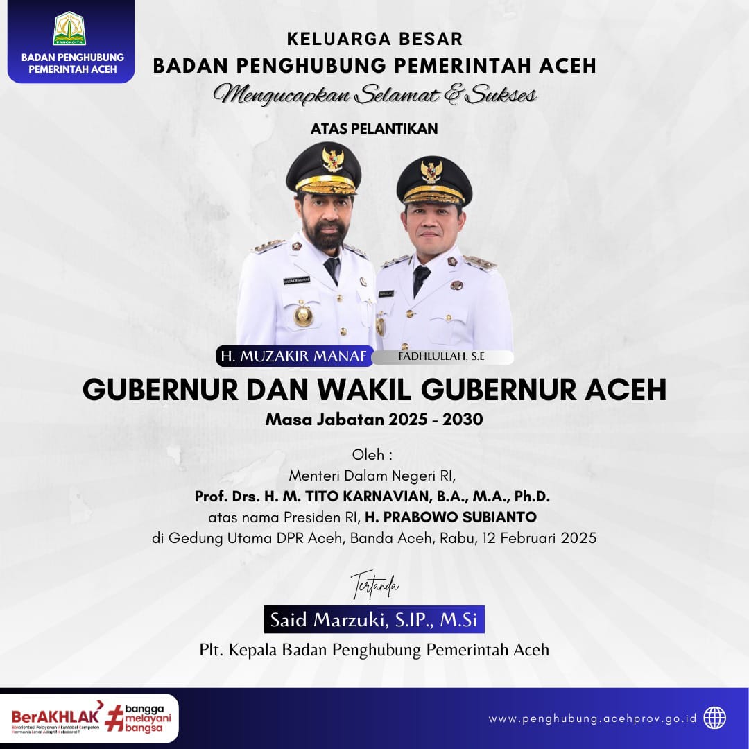 BPPA - PELANTIKAN GUBERNUR ACEH